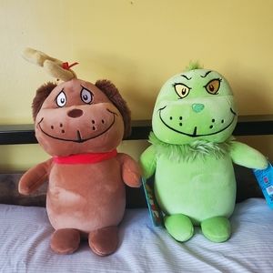 Dr. Seuss The Grinch and Max the Dog 12" Soft Plush NWT